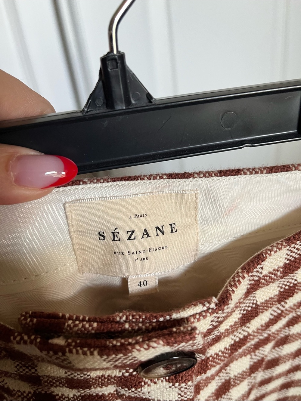 Sézane Martin Cropped Trousers Brown Ecru 8 - Picture 5 of 5